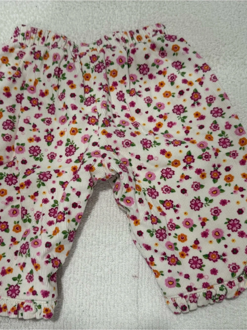 The Children's Place White Romper with Pink & Purple Floral Trim